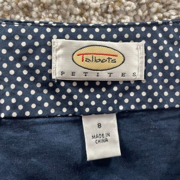 Talbots Skirt Womens 8P Petite Blue Polka Dot Pencil Casual Side Zip Career - Picture 6 of 8